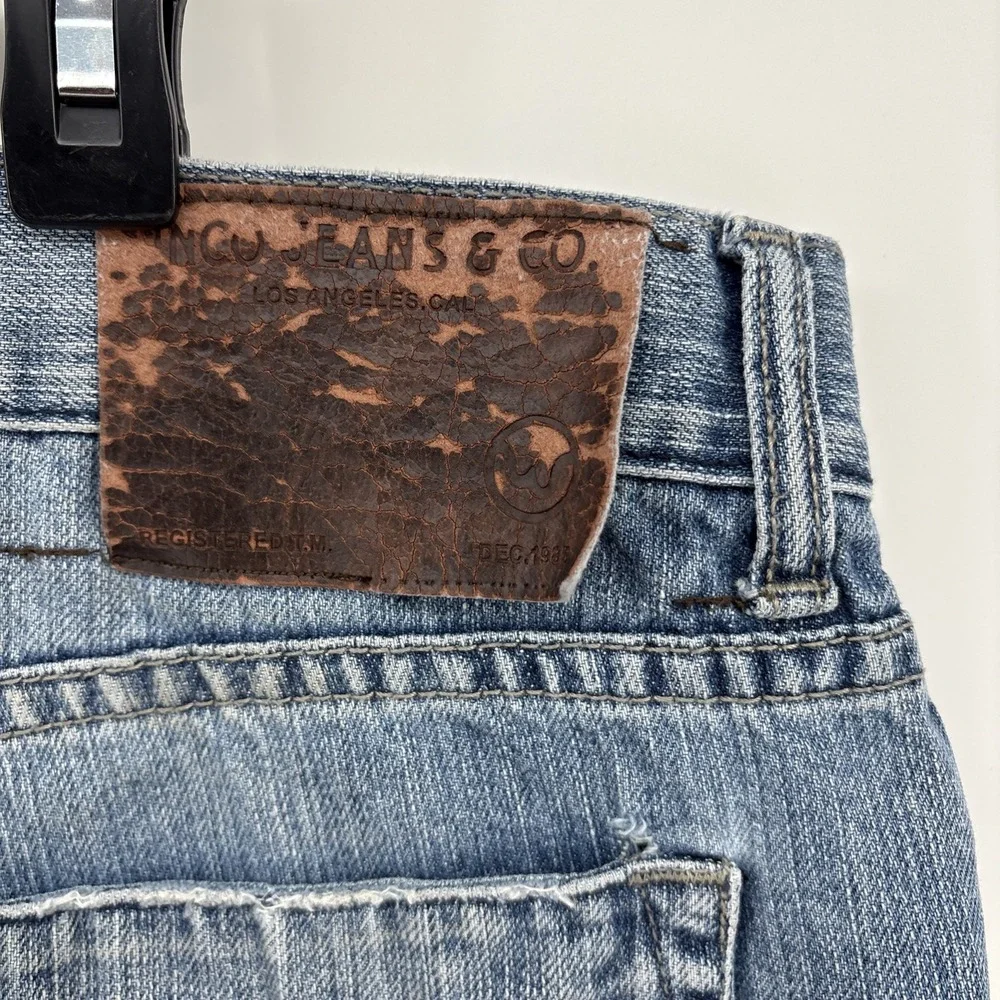 JNCO Jeans Mens 38x33 Denim Jeans Blue Slim Straight 101 Light‎ Wash 100% Cotton